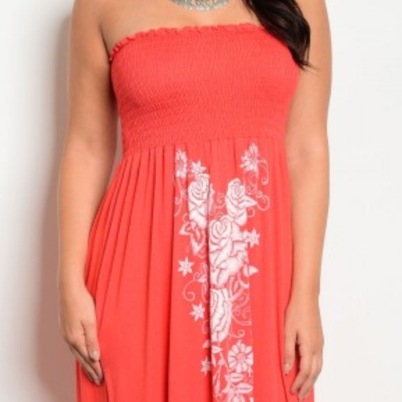 LAST 2X & 3X  ! Fun in the Sun Coral & White maxi - Picture 2 of 4